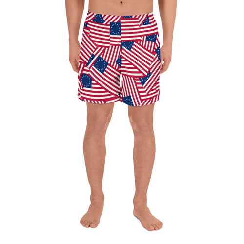 Betsy Ross Flag Men's Athletic Long Shorts